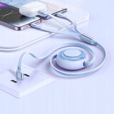 Mcdodo Mcdodo 3V1 Izvlečni Usb Kabel Usb-C Lightning Micro Usb Svetleče Modra