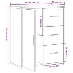 Vidaxl Komoda 2 kosa bela 60x31x70 cm inženirski les