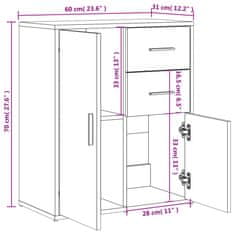 Vidaxl Komoda črna 60x31x70 cm inženirski les