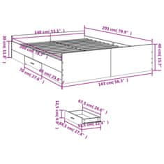 Vidaxl Posteljni okvir s predali sonoma hrast 140x200cm inženirski les