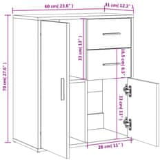 Vidaxl Komoda dimljeni hrast 60x31x70 cm inženirski les