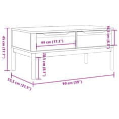 Vidaxl Klubska mizica FLORO siva 99x55,5x45 cm trdna borovina