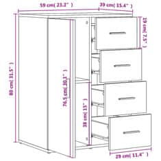 Vidaxl Komoda siva sonoma 59x39x80 cm inženirski les