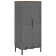 Vidaxl Garderobna omara FLORO siva 77x53x171 cm trdna borovina