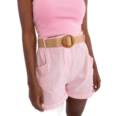 ITALY MODA Ženske kratke hlače iz lanu in bombaža svetlo roza barve DHJ-SN-2598.28X_407823 Univerzalni