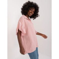 ITALY MODA Ženska bluza z izrezom v obliki črke V roza DHJ-BZ-6993.06_407829 Univerzalni