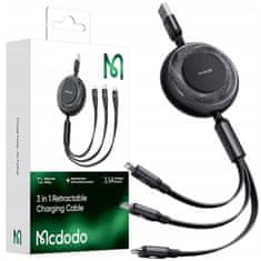 Mcdodo Mcdodo 3V1 Izvlečni Kabel Usb Hitro Polnjenje Usb-C Strela Mikro 100W