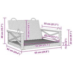 Vidaxl Gugalna klop bež 63x62x40 cm poli ratan