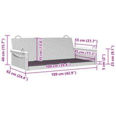 Vidaxl Gugalna klop bež 109x62x40 cm poli ratan