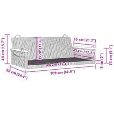 Vidaxl Gugalna klop črna 109x62x40 cm poli ratan