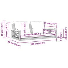 Vidaxl Gugalna klop z blazinami črna 109x62x40 cm poli ratan