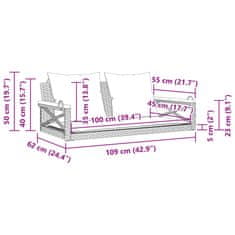 Vidaxl Gugalna klop z blazinami bež 109x62x40 cm poli ratan