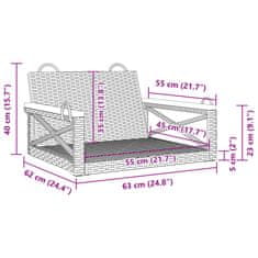 Vidaxl Gugalna klop siva 63x62x40 cm poli ratan