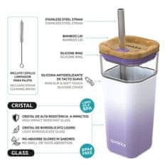 QUOKKA Liquid Cube skodelica s slamico 540 ml, lilac gradient