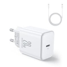 Joyroom USB-C 20W PD omrežni polnilnik s kablom za iPhone Lightning bele barve