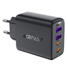 AceFast PD 45W GaN omrežni polnilnik s 4 priključki 2x USB-C + 2x USB-A črn