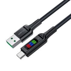 AceFast Kabel USB-A - USB-C 60W z zaslonom 1,2 m črn