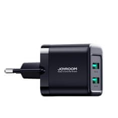 Joyroom Omrežni polnilec 2x USB-A 12W 2,4A črn