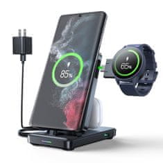 Joyroom Polnilna postaja 4v1 za Samsung Galaxy Buds Watch USB-C zložljiva črna