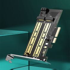 Ugreen Razširitvena kartica PCIe 3.0 x4 adapter, dodatni dve reži za SSD M.2 M-Key in M.2 B-Key