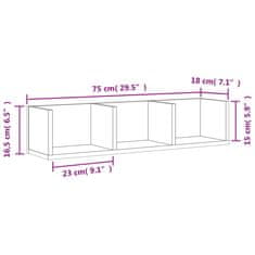 Vidaxl Stenska omarica dimljeni hrast 75x18x16,5 cm inženirski les