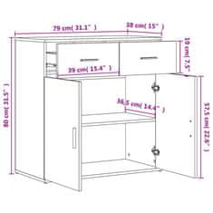 Vidaxl Komoda bela 79x38x80 cm inženirski les