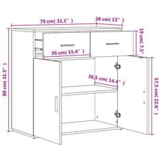 Vidaxl Komoda 2 kosa črna 79x38x80 cm inženirski les