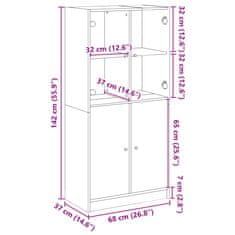 Vidaxl Visoka omara z vrati rjavi hrast 68x37x142 cm inženirski les