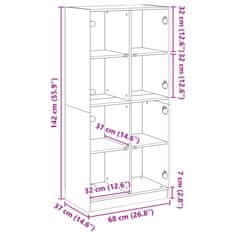 Vidaxl Visoka omara z vrati bela 68x37x142 cm inženirski les