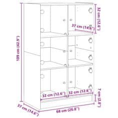 Vidaxl Visoka omara z vrati črna 68x37x109 cm inženirski les