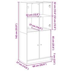 Vidaxl Visoka omara z vrati bela 68x37x142 cm inženirski les