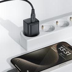 AceFast GaN PD 20W USB-C mini omrežni polnilec črne barve