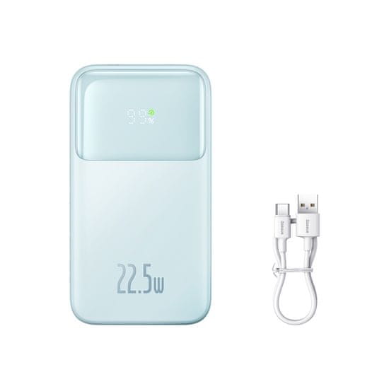 BASEUS Powerbank z zaslonom 20000mAh 22,5W Comet Series + USB-A - USB-C kabel 0,3m modra