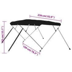 Vidaxl Bimini tenda s 4 loki črna 243x196x137 cm