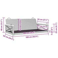 Vidaxl Gugalna klop bež 109x62x40 cm poli ratan