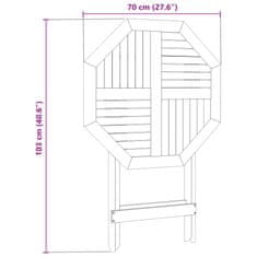 Vidaxl Zložljiva vrtna miza Ø70x75 cm trden akacijev les