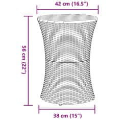 Vidaxl Vrtna mizica v obliki bobna bež poli ratan in trden les