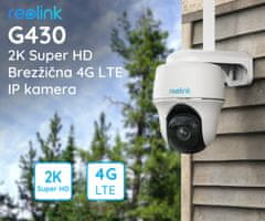 Reolink GO G430 IP kamera, 2K, 4G LTE, baterija, vrtenje/nagibanje, IR nočno snemanje, IP64