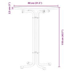 Vidaxl Jedilna miza črna Ø80x110 cm inženirski les in jeklo