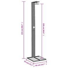 Vidaxl Zunanji tuš siv 50x55x224 cm poli ratan in akacijev les