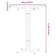 Vidaxl Jedilna miza bela Ø60x110 cm inženirski les in jeklo