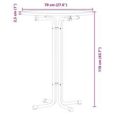 Vidaxl Jedilna miza črna Ø70x110 cm inženirski les in jeklo