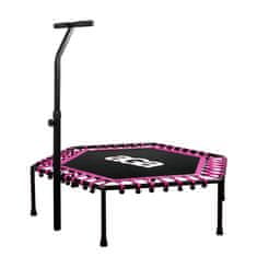 Aga FITNESS Trampolin 130 cm Roza + ročaj