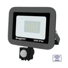 BRAYTRON FLOOD SC reflektor LED 30W toplo bela PIR IP54 siva