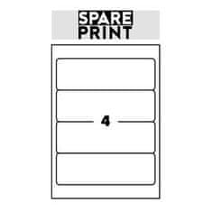 SPARE PRINT PREMIUM Samolepilne etikete bele barve, 100 listov A4 v škatli (1 list/4x etiketa 192x61mm)