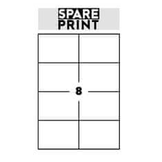 SPARE PRINT PREMIUM Samolepilne etikete bele barve, 100 listov A4 v škatli (1arch/8x etiketa 105x74mm)