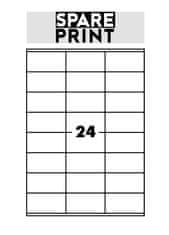 SPARE PRINT PREMIUM Samolepilne etikete bele barve, 100 listov A4 v škatli (1arch/24x etiketa 70x36mm)