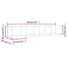 Vidaxl Stenska omarica 2 kosa rjavi hrast 99x18x16,5 cm inžen. les