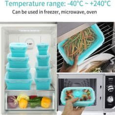 HOME & MARKER® Komplet silikonskih zložljivih posod, Posode za shranjevanje hrane, Odporna na mraz in vročino (Modra, 4 kosi) | POPLATE