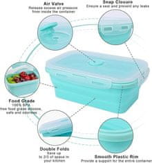HOME & MARKER® Komplet silikonskih zložljivih posod, Posode za shranjevanje hrane, Odporna na mraz in vročino (Modra, 4 kosi) | POPLATE